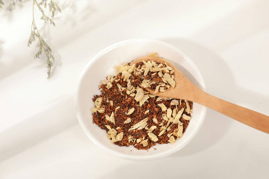 rooibos ginger herbal tea wood spoon