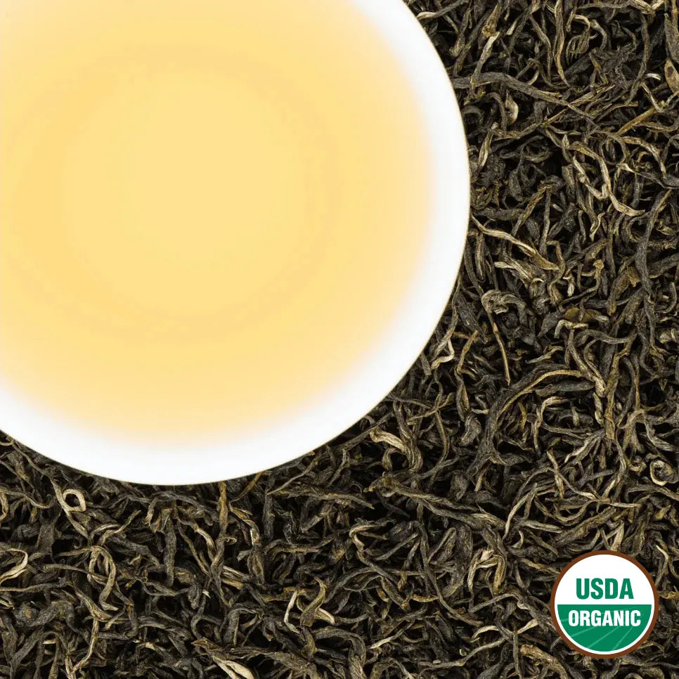 Emerald Green organic Nepali green tea, USDA Organic certified loose leaf from Ilam, Nepal.