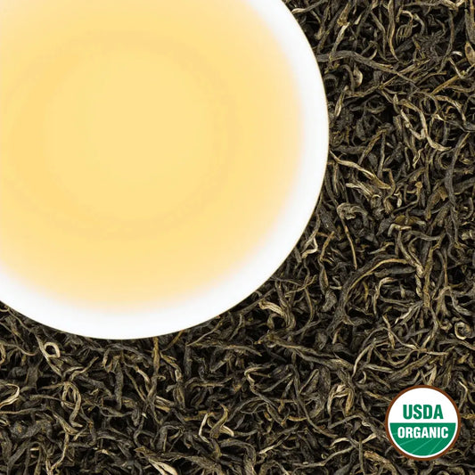 Emerald Green organic Nepali green tea, USDA Organic certified loose leaf from Ilam, Nepal.