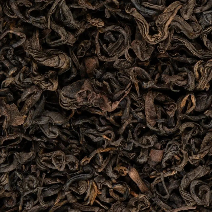 Closeup of Lhotse Black high-altitude Nepal loose leaf black tea