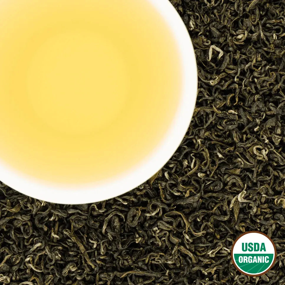 Sandakphu Jade organic Nepali green tea, USDA Organic certified loose leaf from Ilam, Nepal.