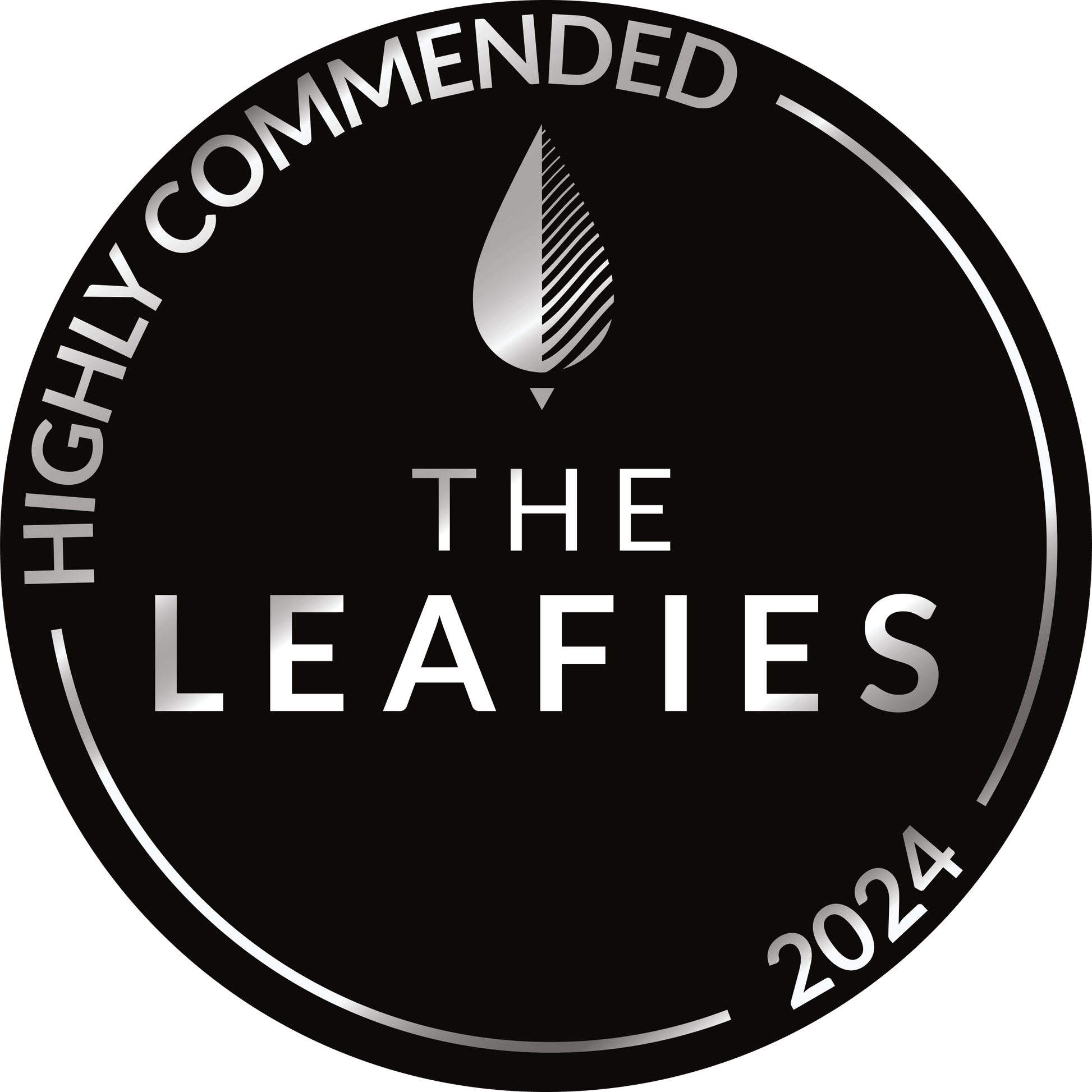 The Leafies 2024 Highly Commended award badge for premium Nepali black tea.