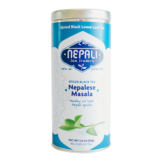 Nepalese Himalayan Masala Black Tea tin – high-altitude Ilam spiced Nepali chai blend