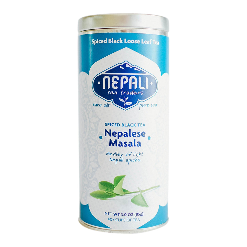Nepalese Himalayan Masala Black Tea tin – high-altitude Ilam spiced Nepali chai blend